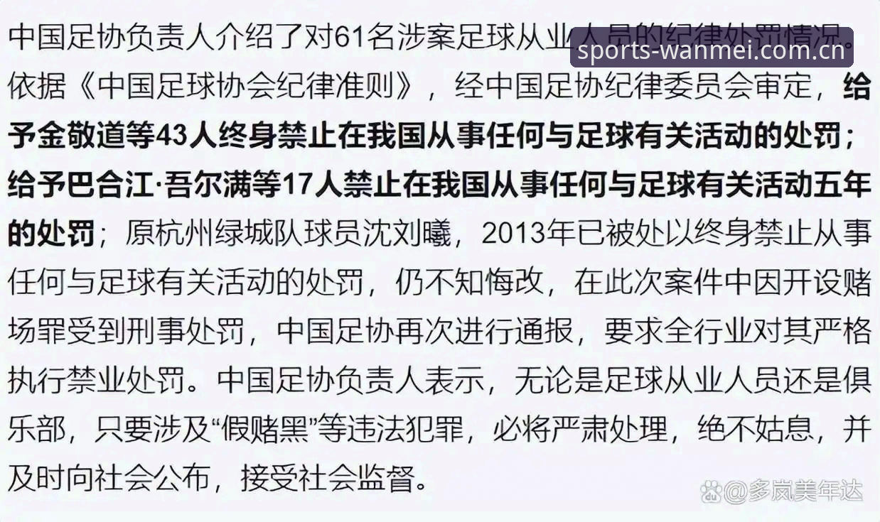 足协第三批禁足名单最新动态：65人受罚，终身禁足17人，行业整顿再升级